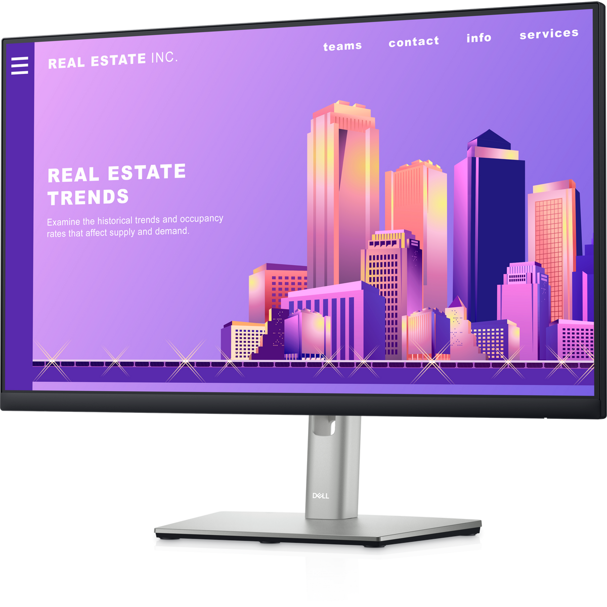 Dell P2422H 24-inch Full HD IPS monitor, angled front view