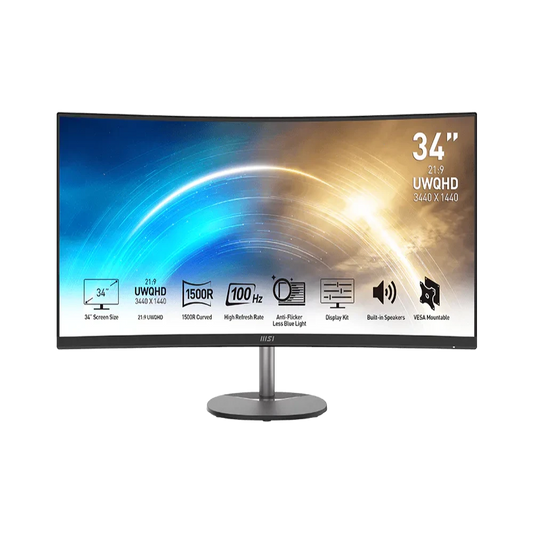 MSI PRO MP341CQ 34 inch curved ultrawide 1440p monitor - front view
