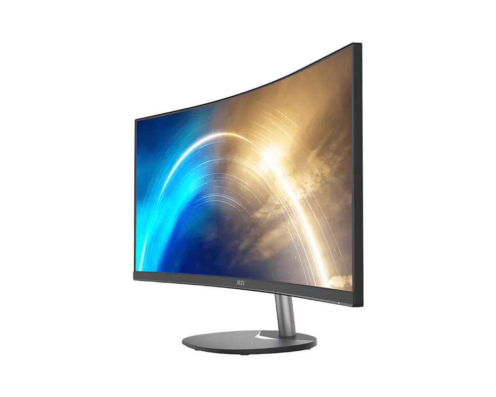 MSI PRO MP341CQ 34 inch curved monitor - side view showing curvature